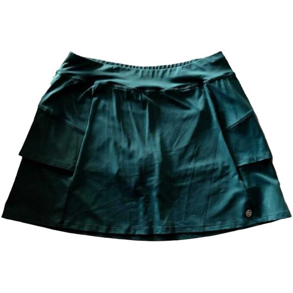 Lija Women's Elevate Skort Deep Green Size LG Nylon Golf/Tennis Style
